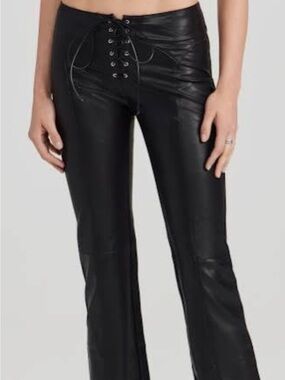 Vintage Faux Leather Lace-Up Flare Pants Formula X